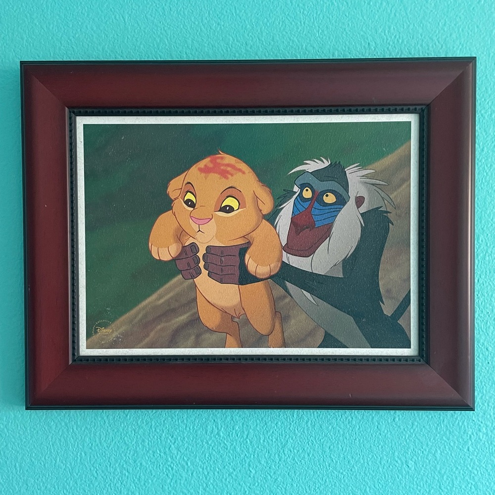 Vintage Disney Framed Canvas Lithograph 2011- The Lion King Baby Simba